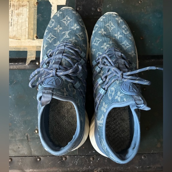 Louis Vuitton fast-lane blue denim monogram sneakers size LV7.5/9us (more 8.5) - Picture 9 of 12